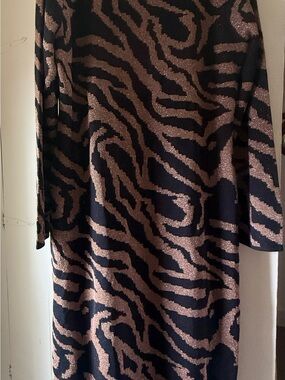 Express Metallic Brown and Black Zebra Knit Pullover